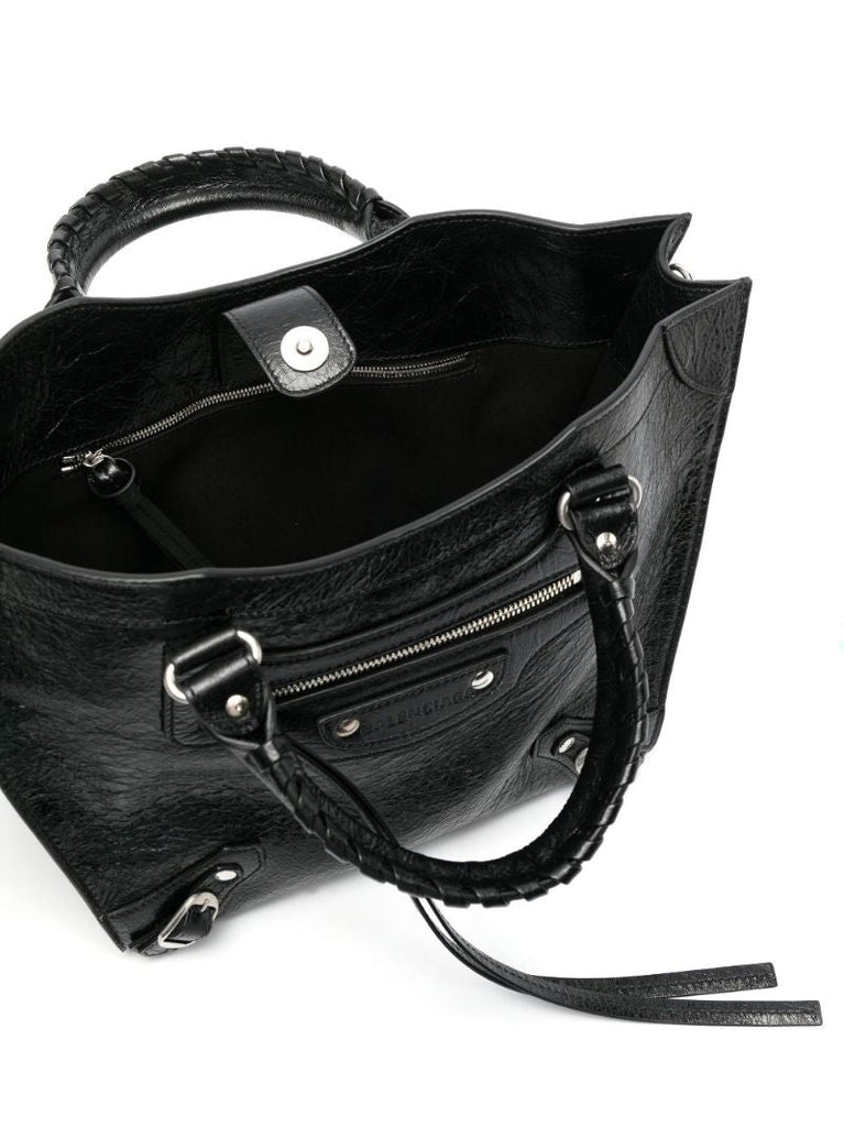Black Neo Upside Down Leather Tote Bag