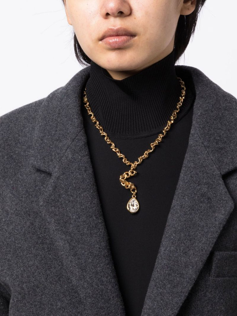 Gold-plated Warp Chain Crystal Necklace