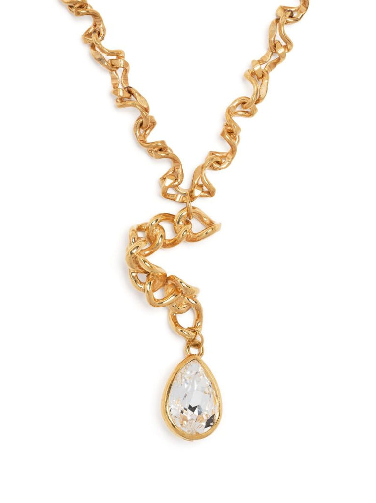 Gold-plated Warp Chain Crystal Necklace