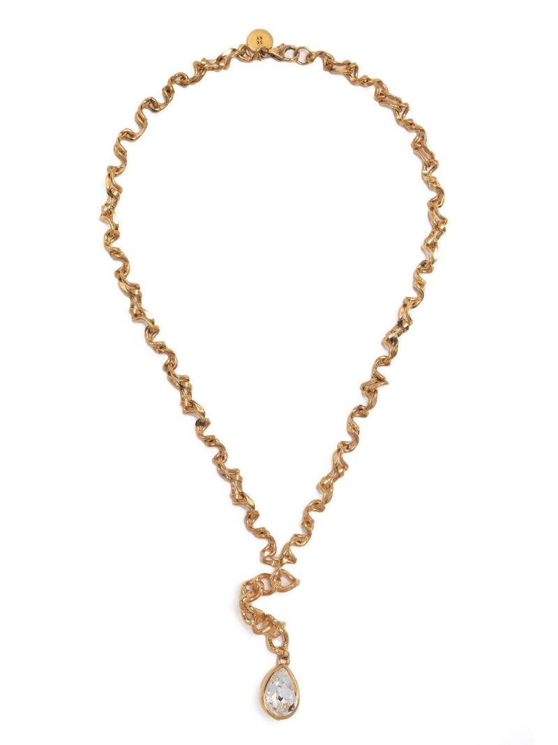 Gold-plated Warp Chain Crystal Necklace