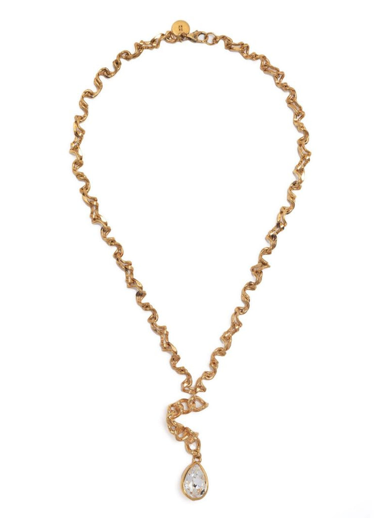 Gold-plated Warp Chain Crystal Necklace