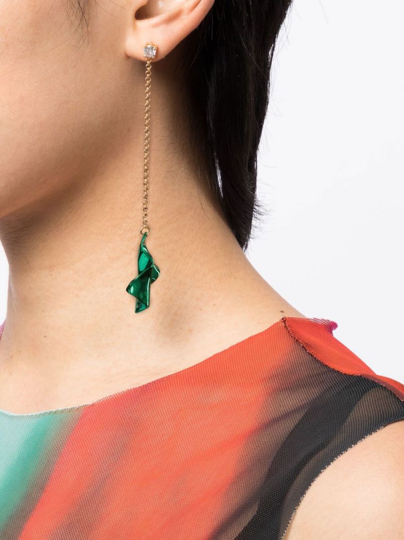 Green Gelsey Fold Drop Earrings