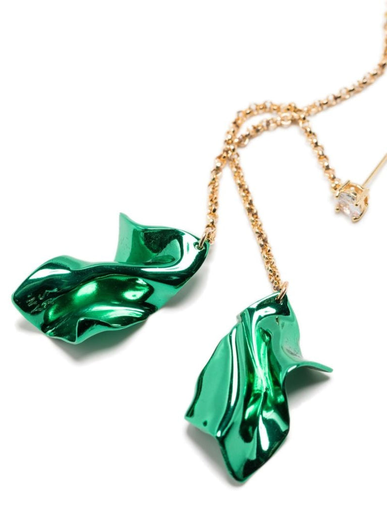 Green Gelsey Fold Drop Earrings