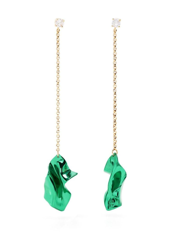 Green Gelsey Fold Drop Earrings