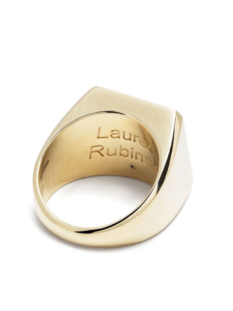 9k White Gold Engraved Logo Ring