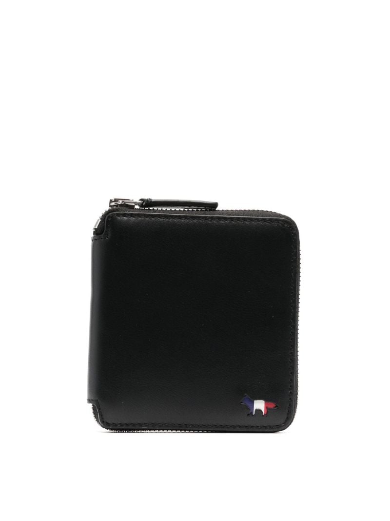 Black Tricolour Fox Zip-around Leather Wallet