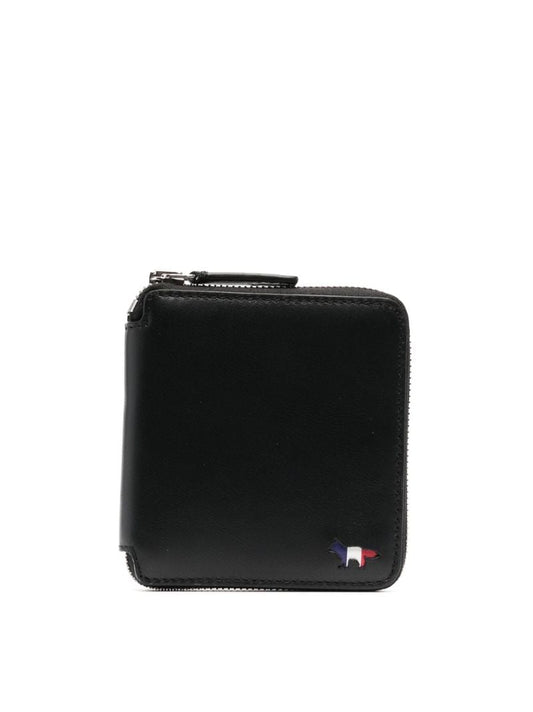 Black Tricolour Fox Zip-around Leather Wallet