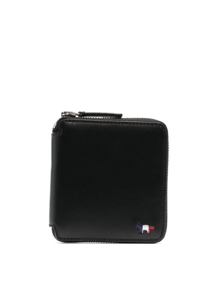 Black Tricolour Fox Zip-around Leather Wallet