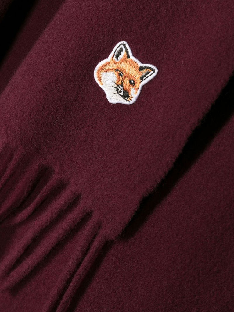 Red Fox Head Patch Wool Scarf
