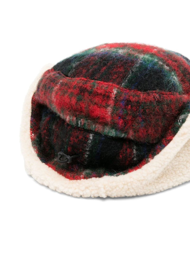 Blue Plaid Wool Trapper Hat