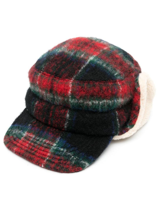 Blue Plaid Wool Trapper Hat