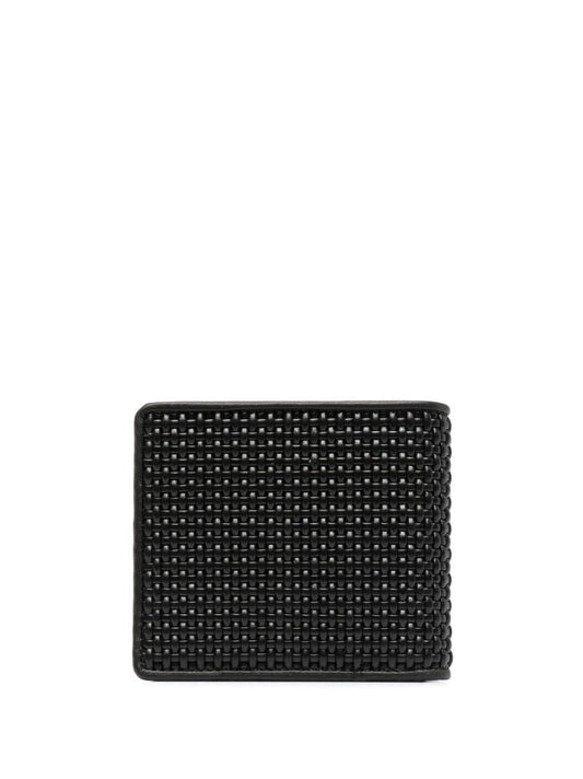 Black Woven Leather Billfold Wallet