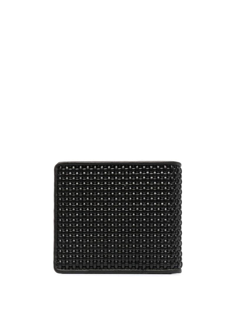 Black Woven Leather Billfold Wallet