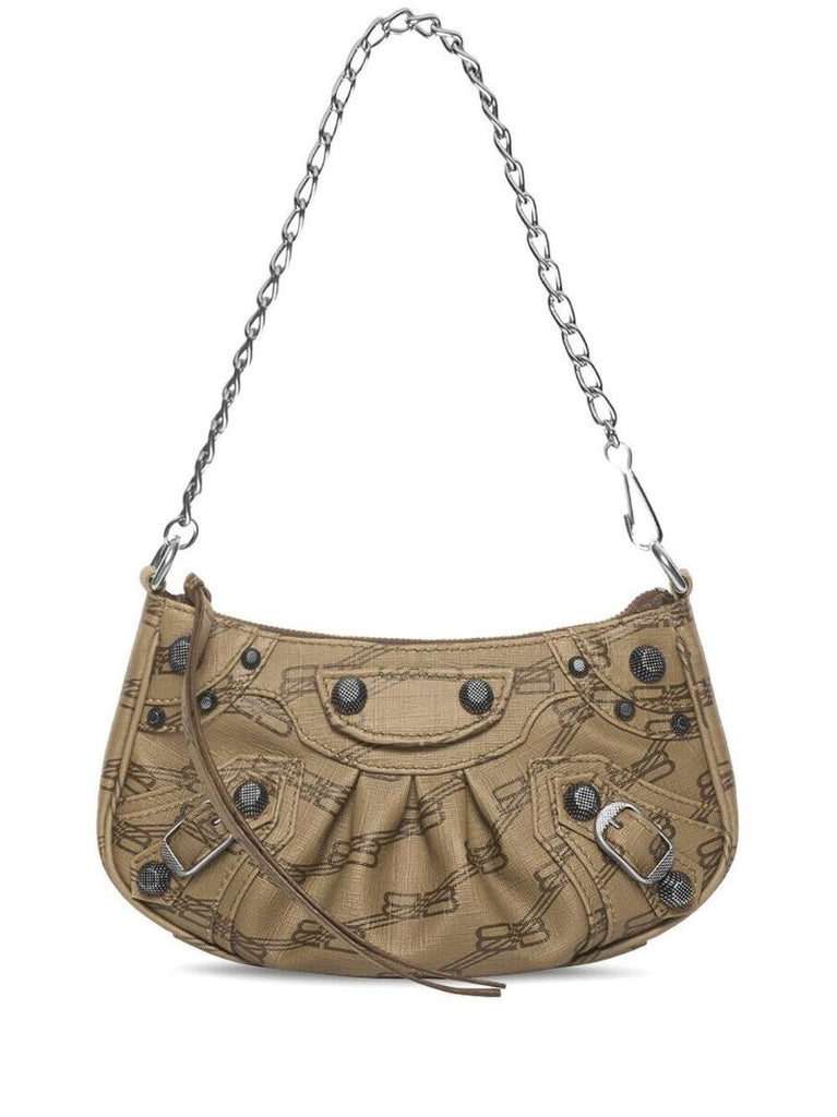 Brown Le Cagole Mini Leather Shoulder Bag