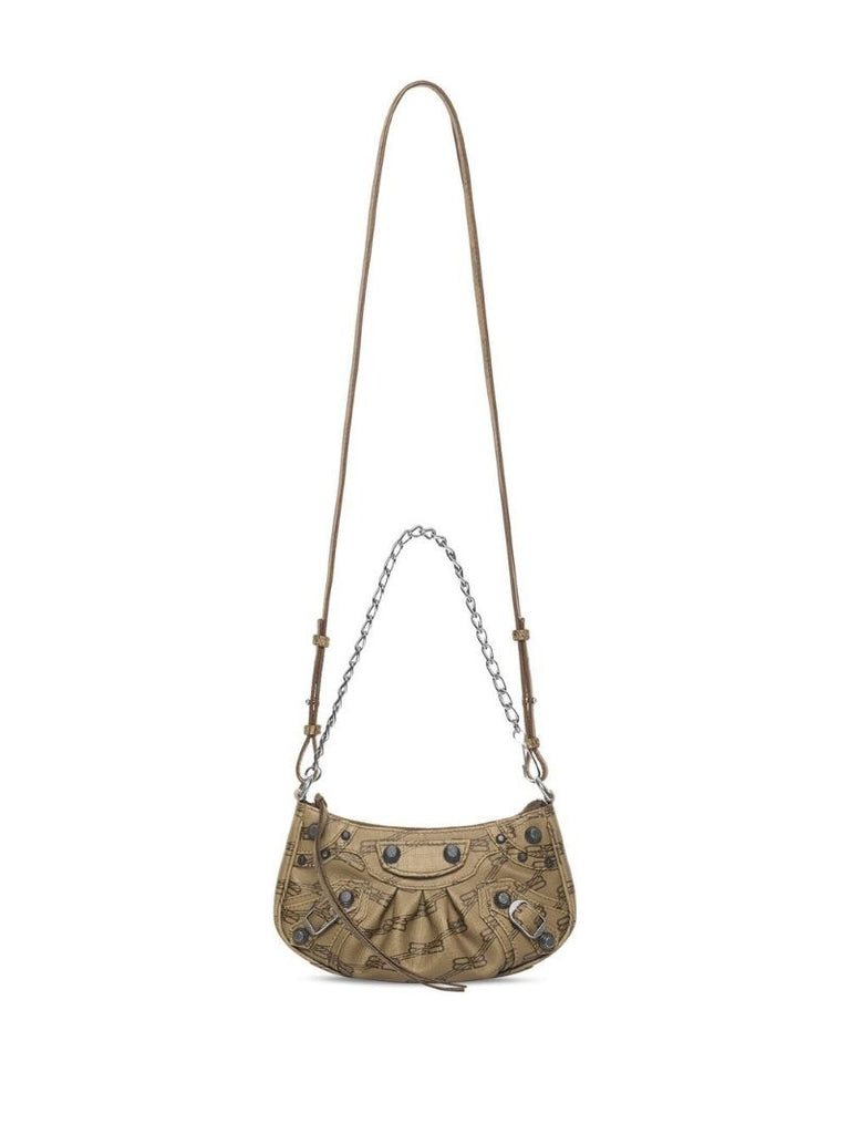 Brown Le Cagole Mini Leather Shoulder Bag