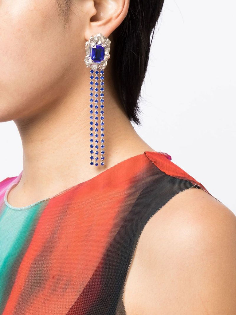 Blue Maude Crystal Drop Earrings
