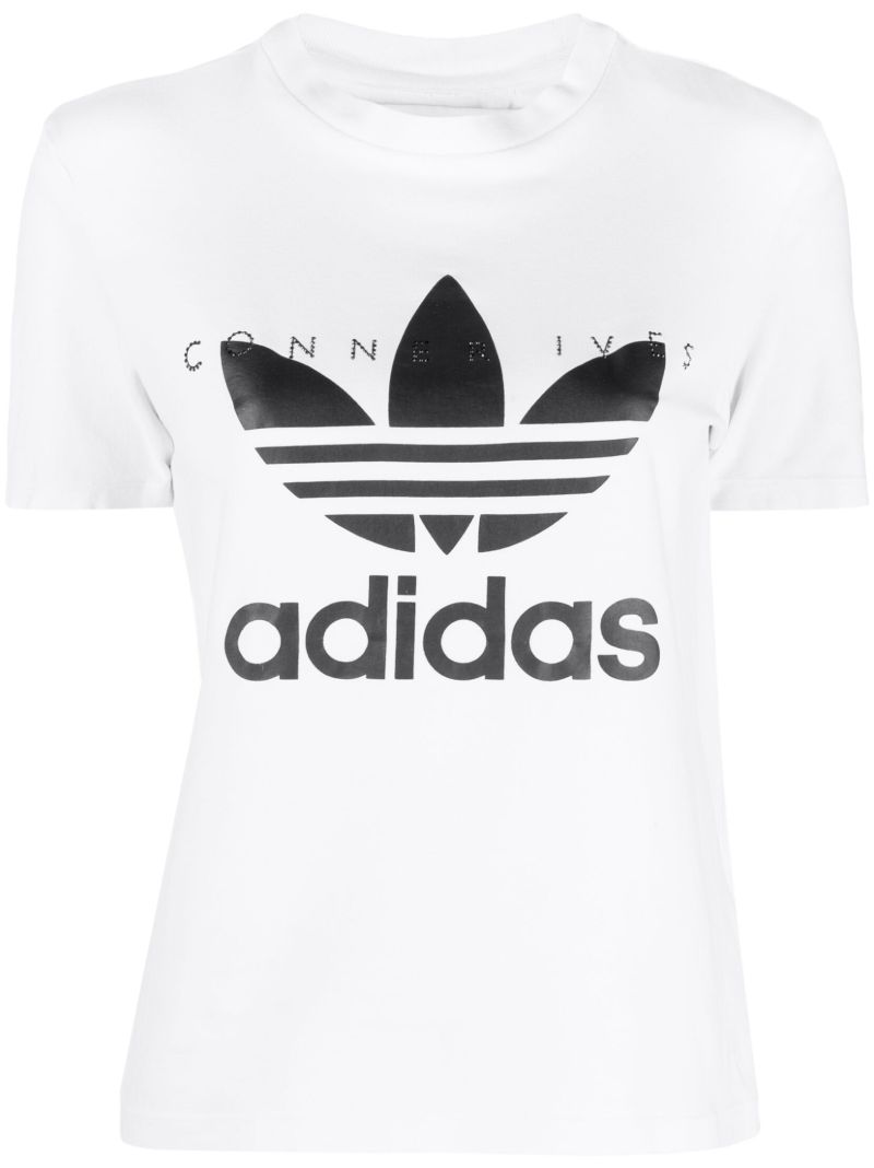 X Adidas White Crystal Logo Print T-shirt