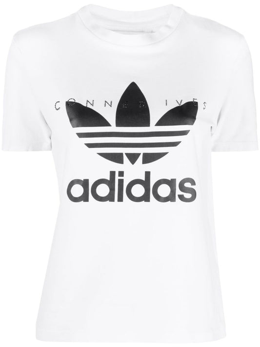 X Adidas White Crystal Logo Print T-shirt