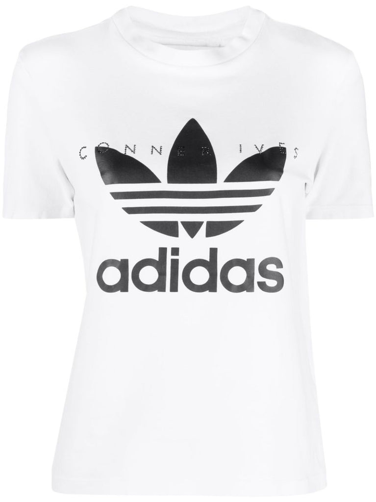 X Adidas White Crystal Logo Print T-shirt