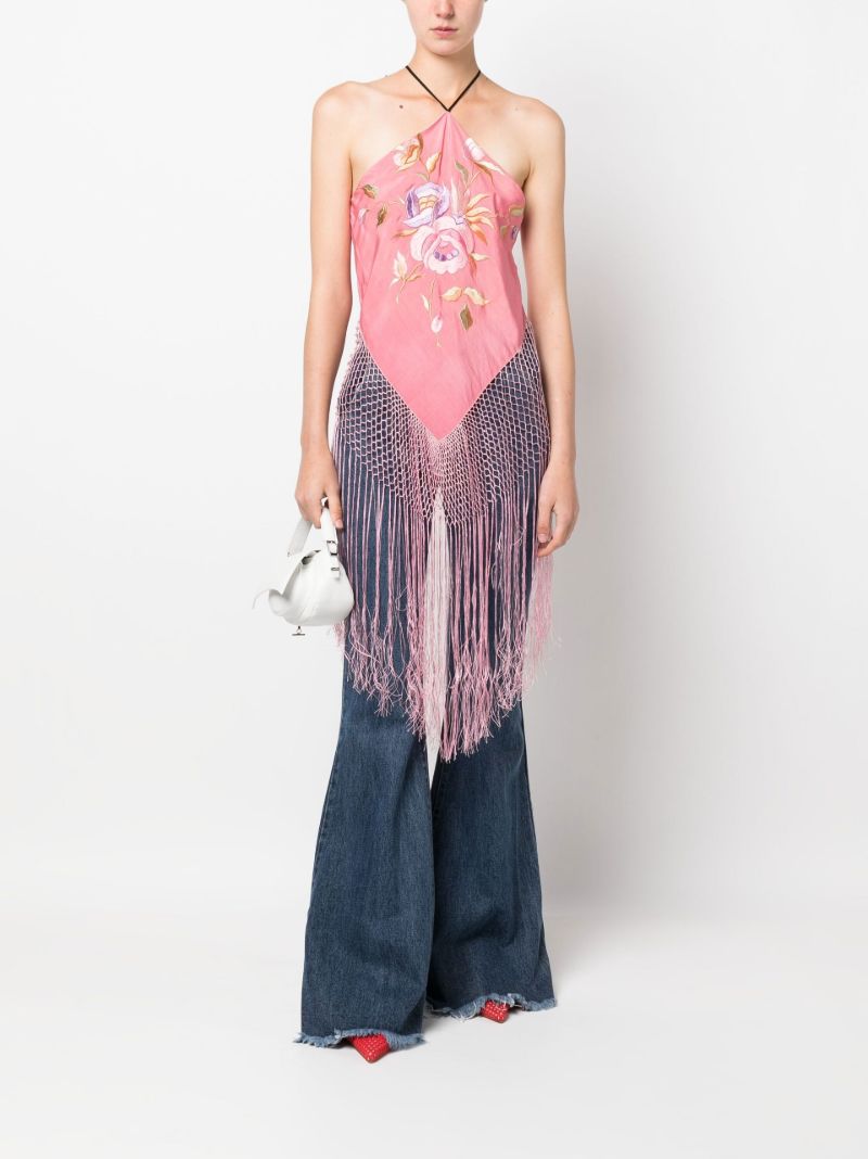 Pink Piano Fringed Halterneck Top