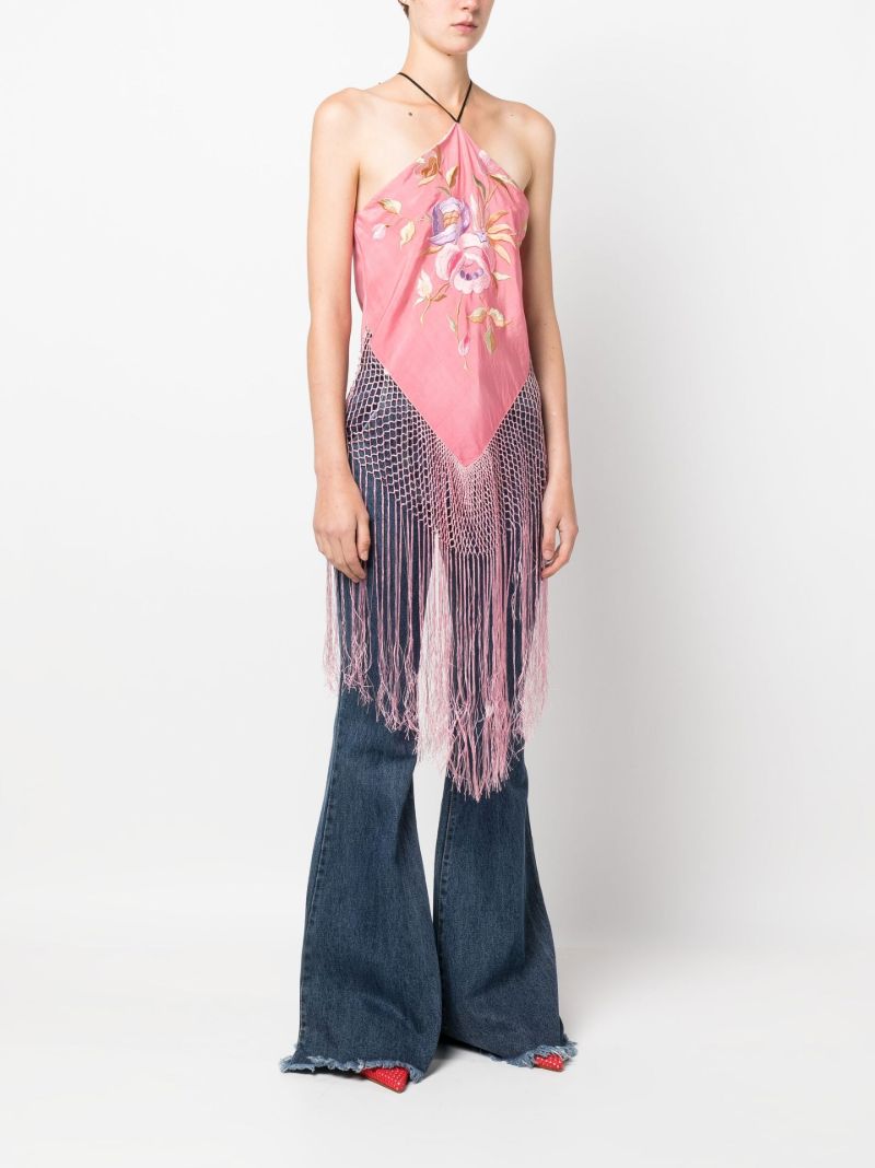 Pink Piano Fringed Halterneck Top