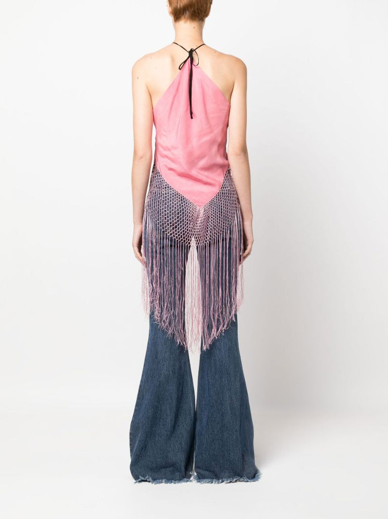 Pink Piano Fringed Halterneck Top