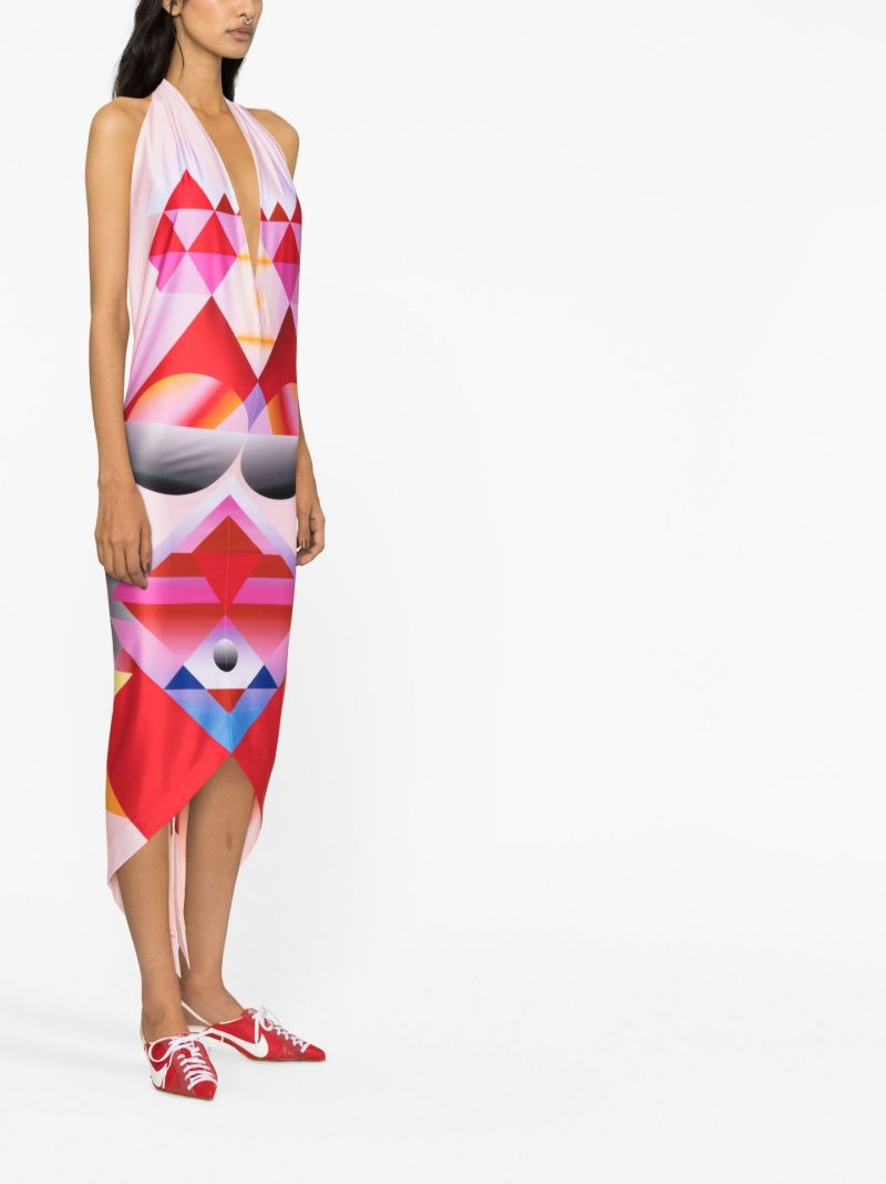 Pink Dalida Geometric Print Dress
