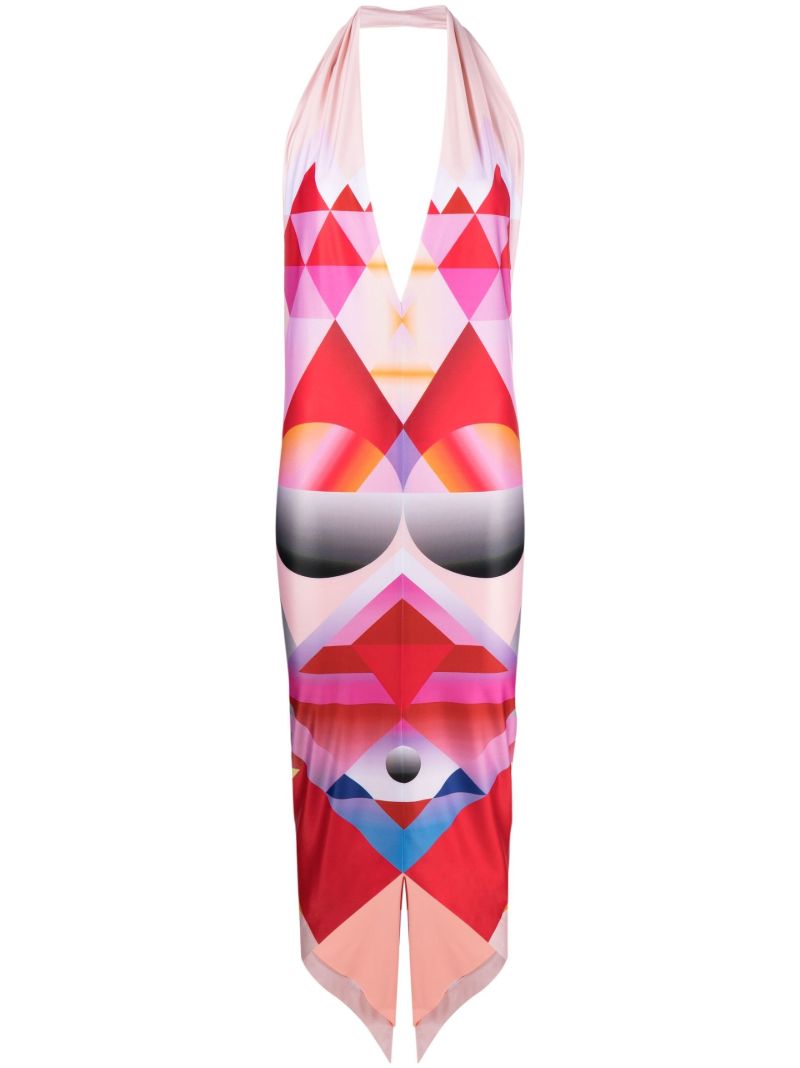 Pink Dalida Geometric Print Dress
