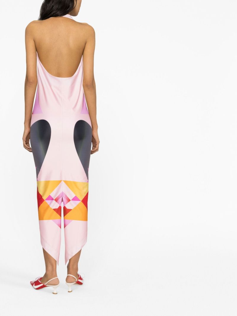 Pink Dalida Geometric Print Dress