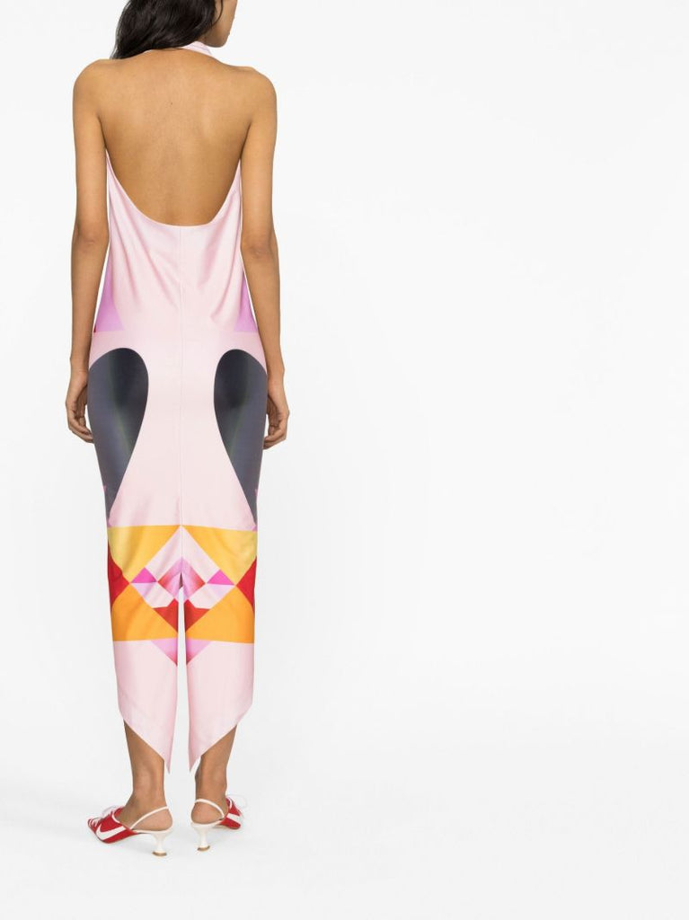 Pink Dalida Geometric Print Dress