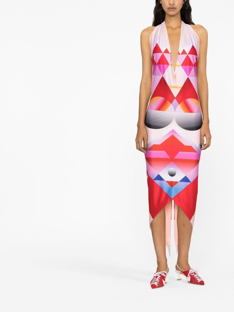 Pink Dalida Geometric Print Dress