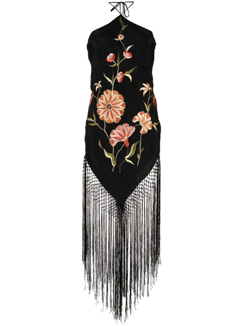 Black Piano Shawl Halterneck Dress
