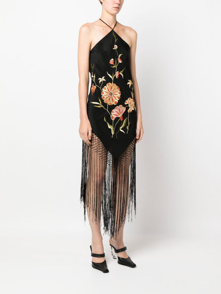 Black Piano Shawl Halterneck Dress