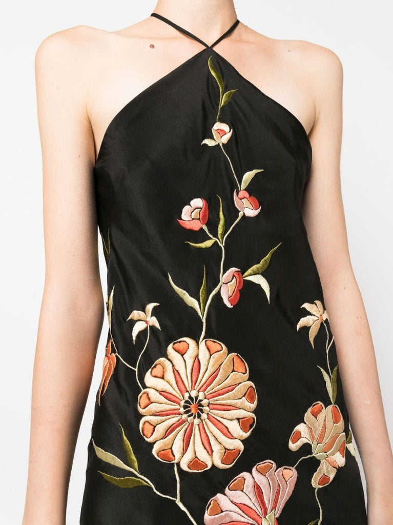 Black Piano Shawl Halterneck Dress