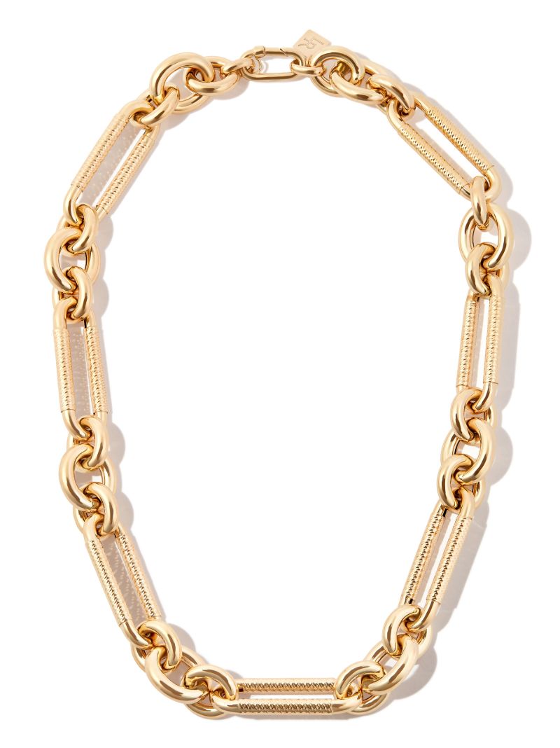 14k Yellow Gold Diamond Encrusted Chain Necklace