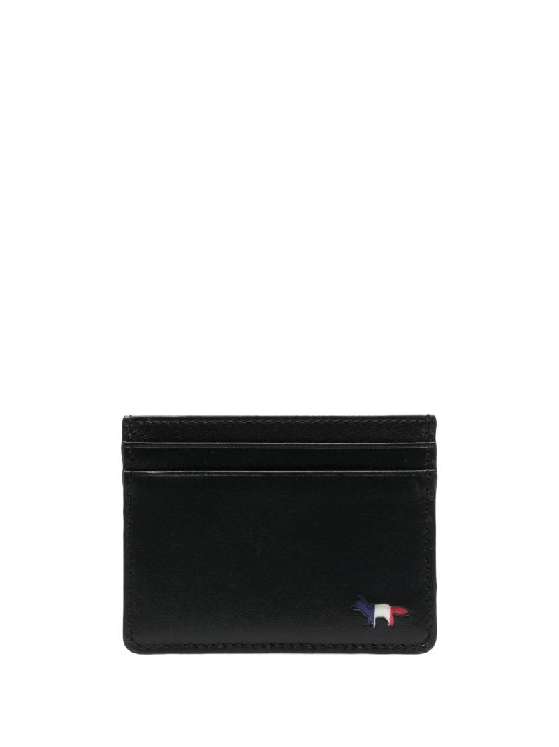 Black Fox Motif Leather Cardholder