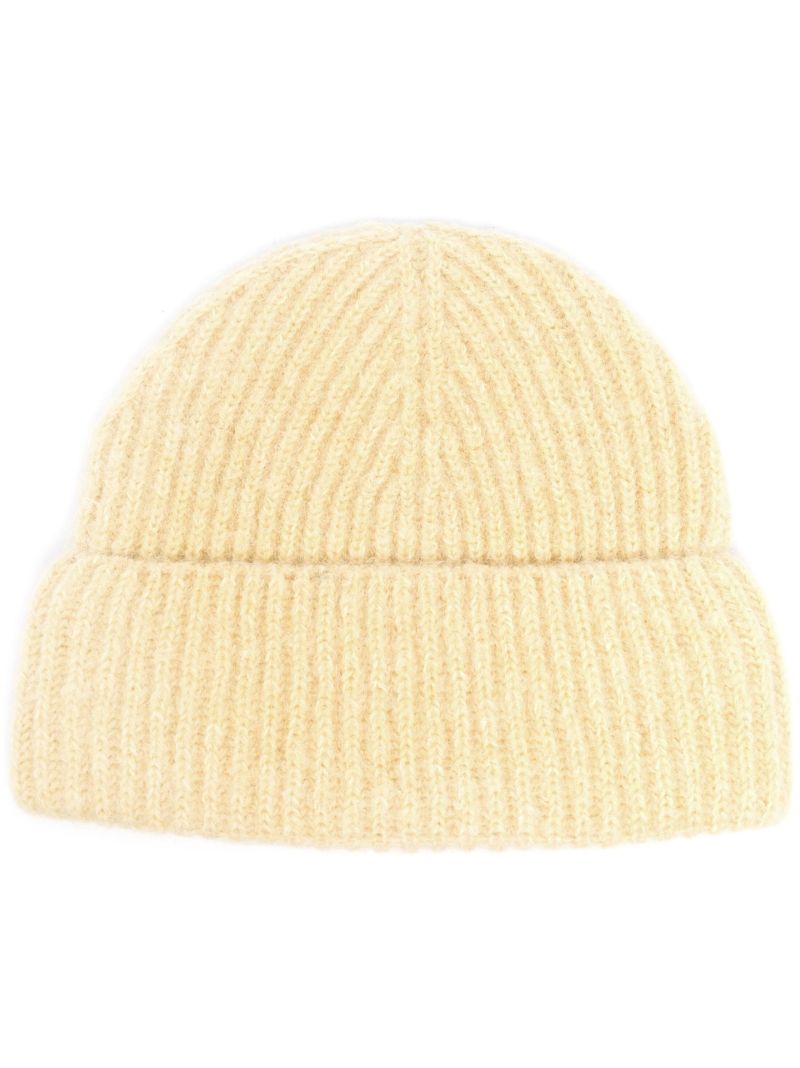 Yellow Ribbed Knit Beanie