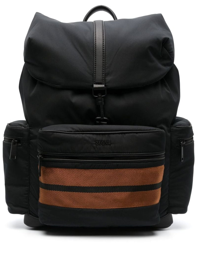 Black Striped Backpack
