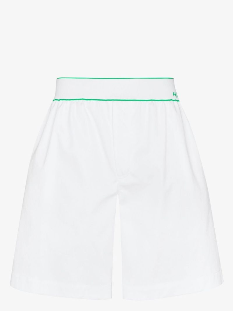White Cotton Twill Knee-length Shorts