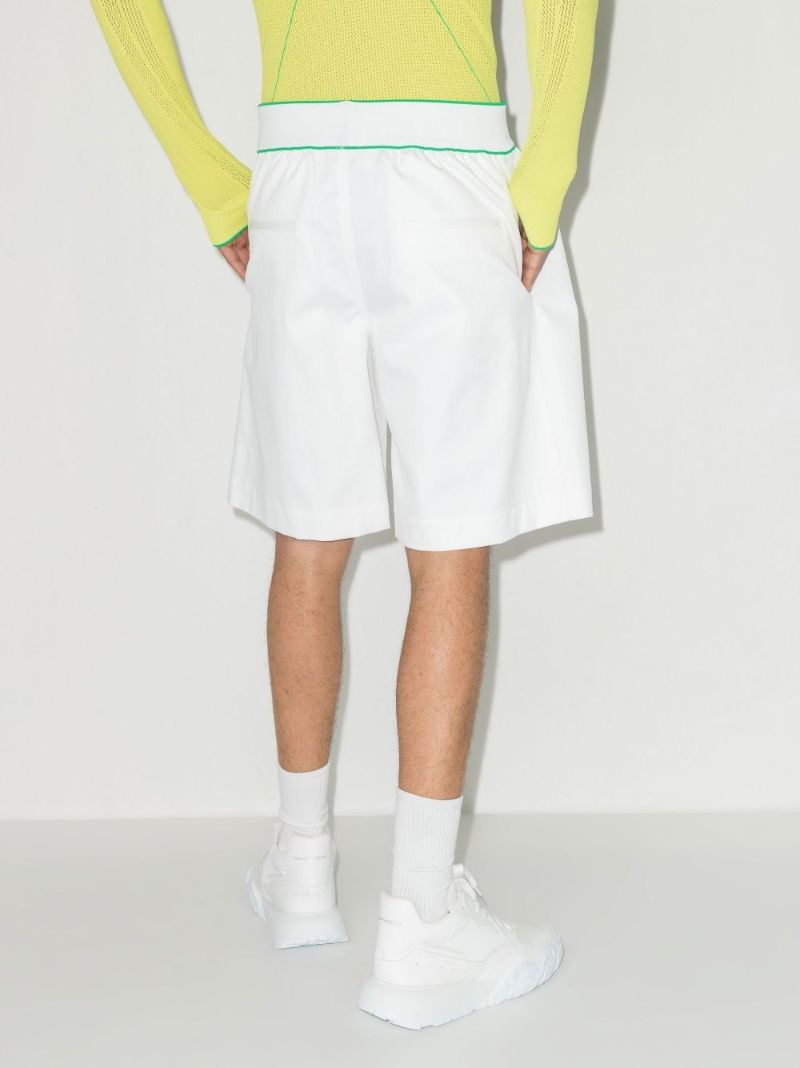 White Cotton Twill Knee-length Shorts