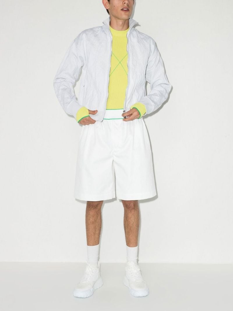 White Cotton Twill Knee-length Shorts