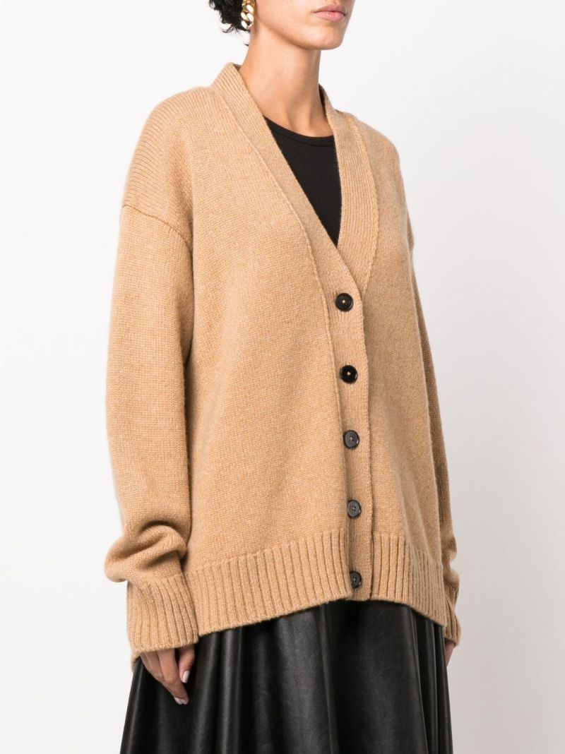 Neutral V-neck Cashmere Knitted Cardigan