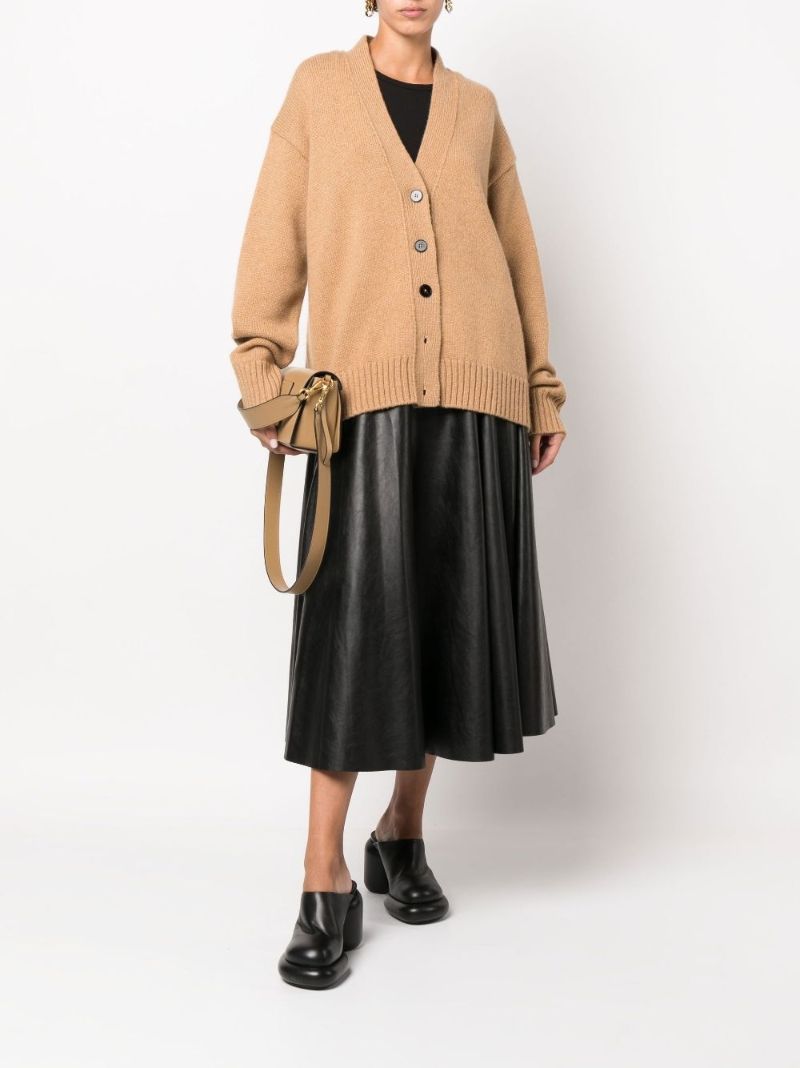 Neutral V-neck Cashmere Knitted Cardigan