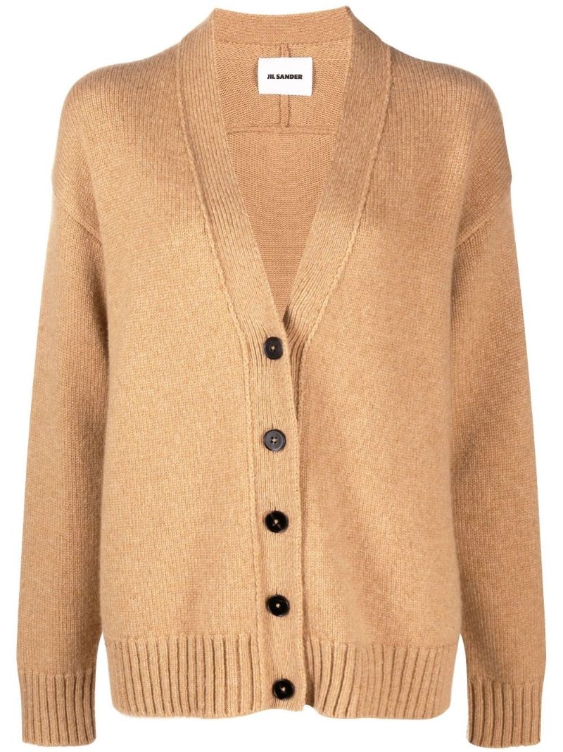Neutral V-neck Cashmere Knitted Cardigan
