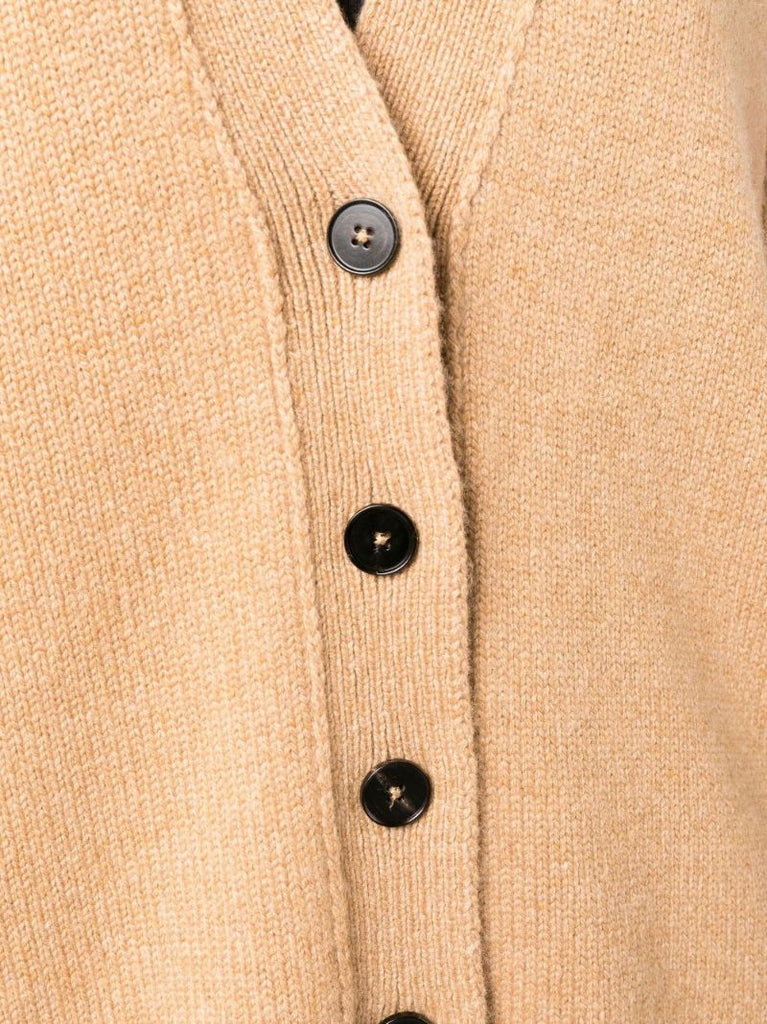 Neutral V-neck Cashmere Knitted Cardigan