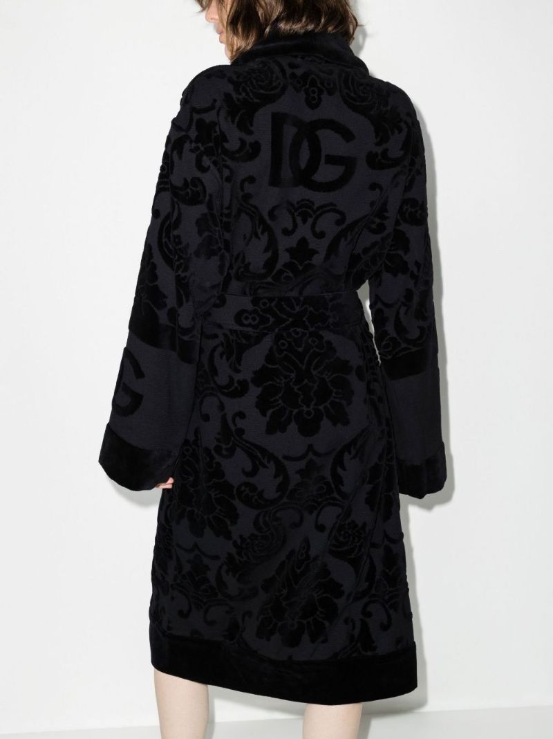 Black Barocco Cotton Robe