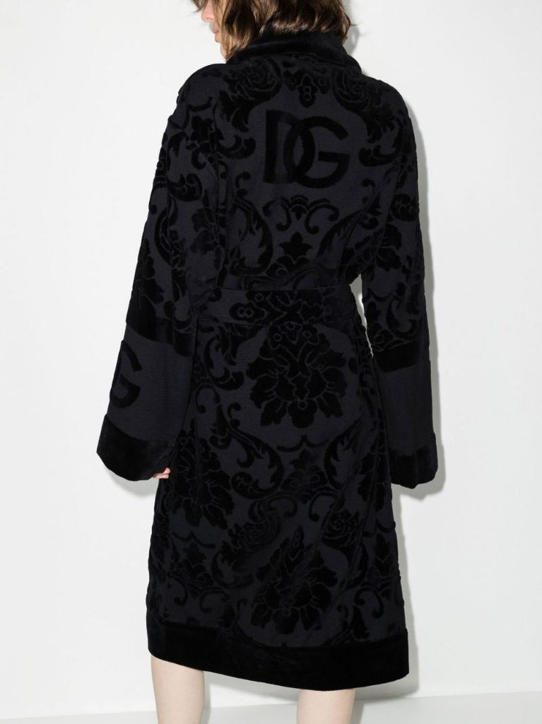 Black Barocco Cotton Robe