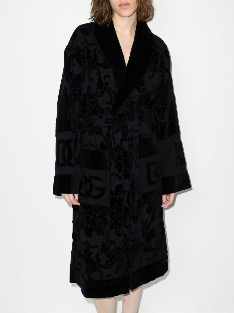 Black Barocco Cotton Robe