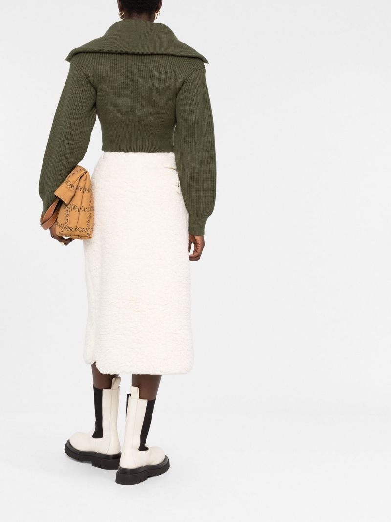 Neutral High-waisted Straight Midi Skirt
