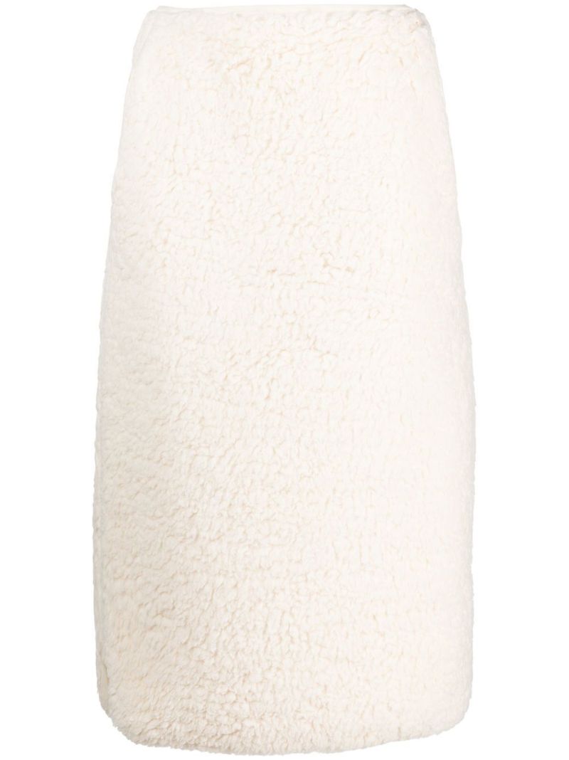 Neutral High-waisted Straight Midi Skirt